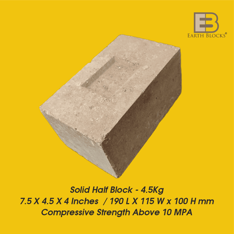Solid earth block 4.5 x 7.5 x 4 half brick