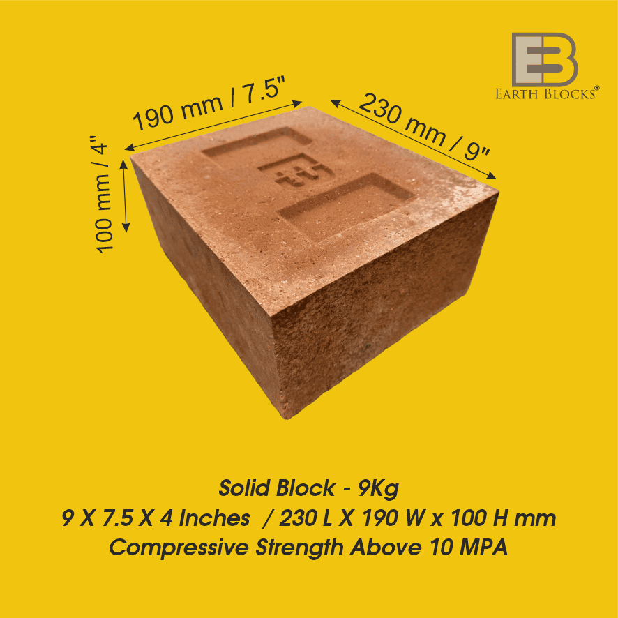 Solid earth block 9 x 7.5 x 4 full brick