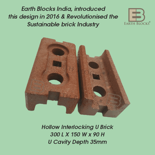 Interlocking U brick with dimensions