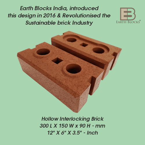 Hollow interlocking full brick with dimensions